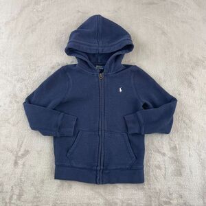 Polo‎ Ralph Lauren Hoodie Kids 6 Navy Blue Full Zip Pink Pony Long Sleeve Preppy